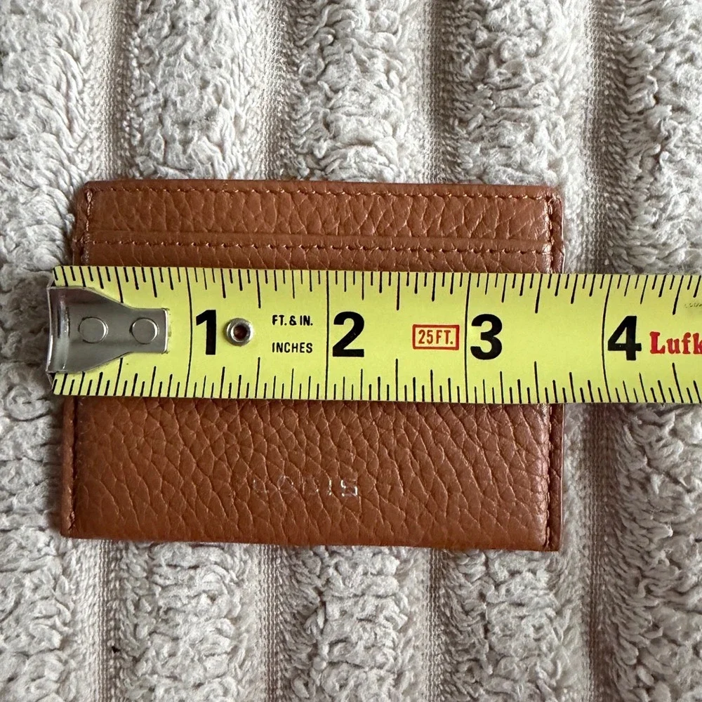 Lodis Pebbled Leather Slim Card Case Wallet Tan Brown ID Window Minimalist